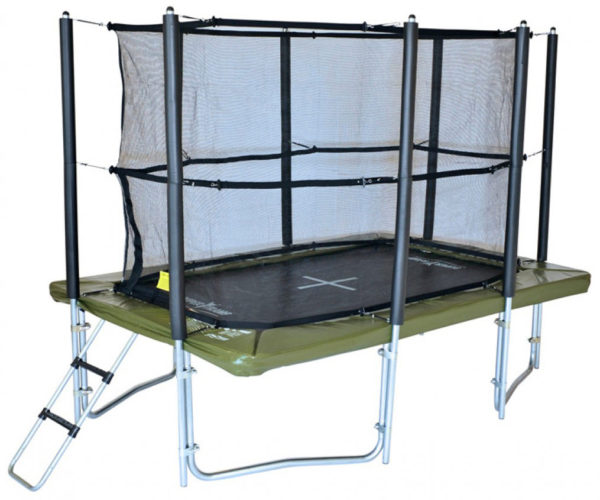 10ft x 7ft XR 300 rectangular trampoline with enclosure and ladder